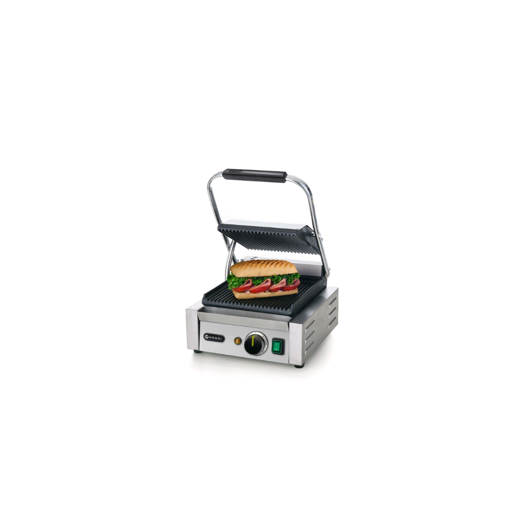 Piastra panini singola con piano cottura in ghisa rigata - potenza 1800 W - immagine 8