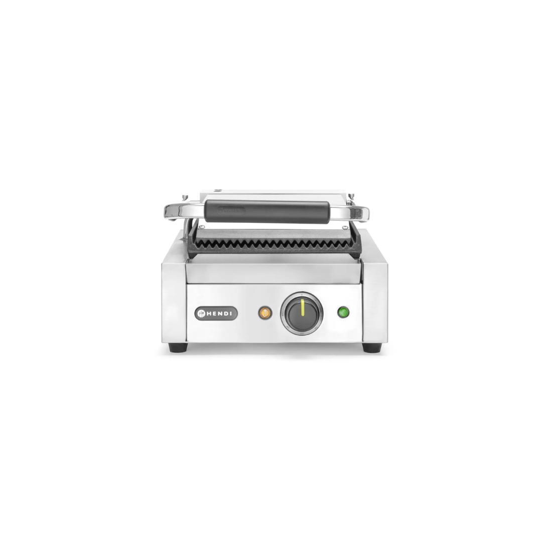 Piastra panini singola con piano cottura in ghisa rigata - potenza 1800 W