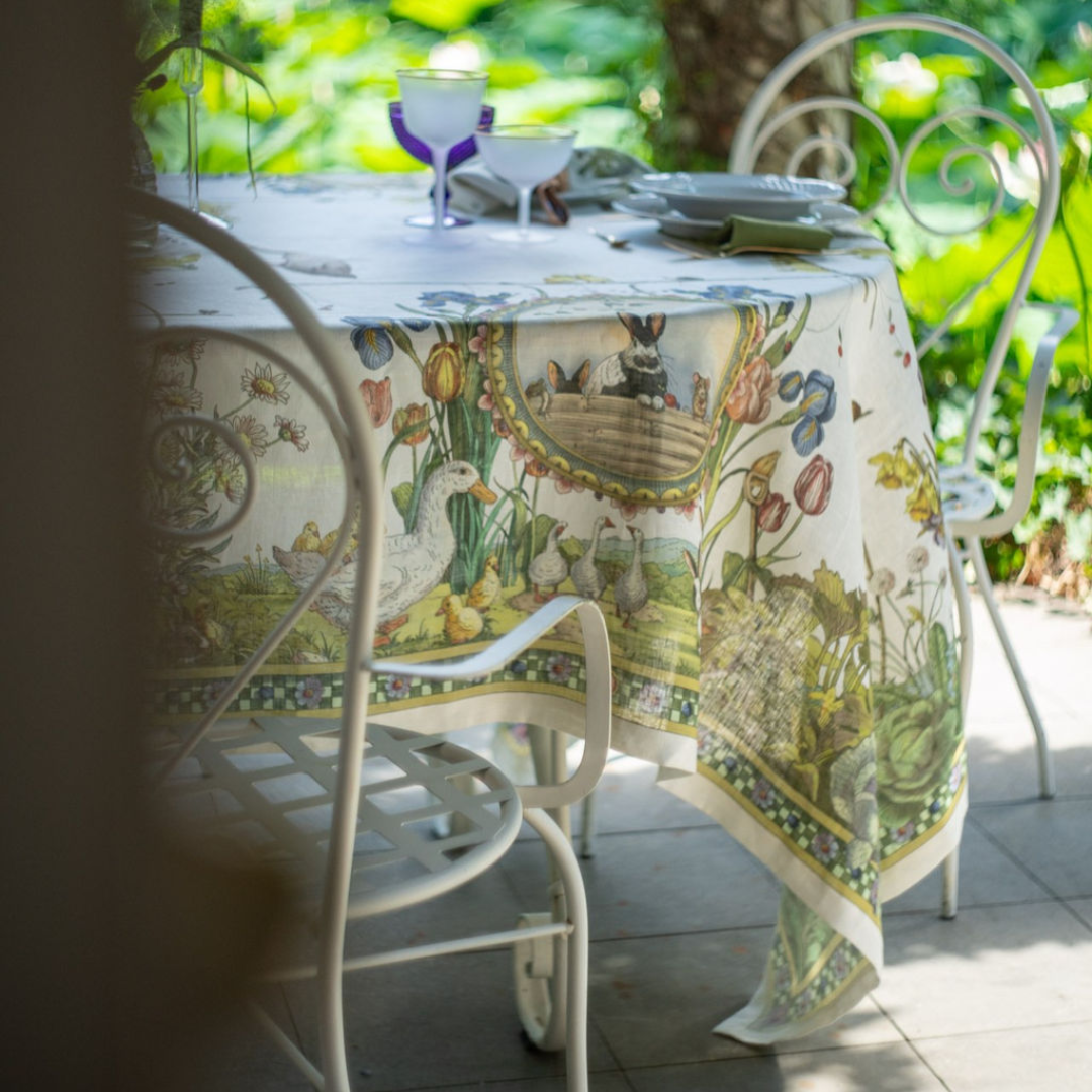 Tovaglia in lino Bunny Garden - Tessitura Toscana Telerie