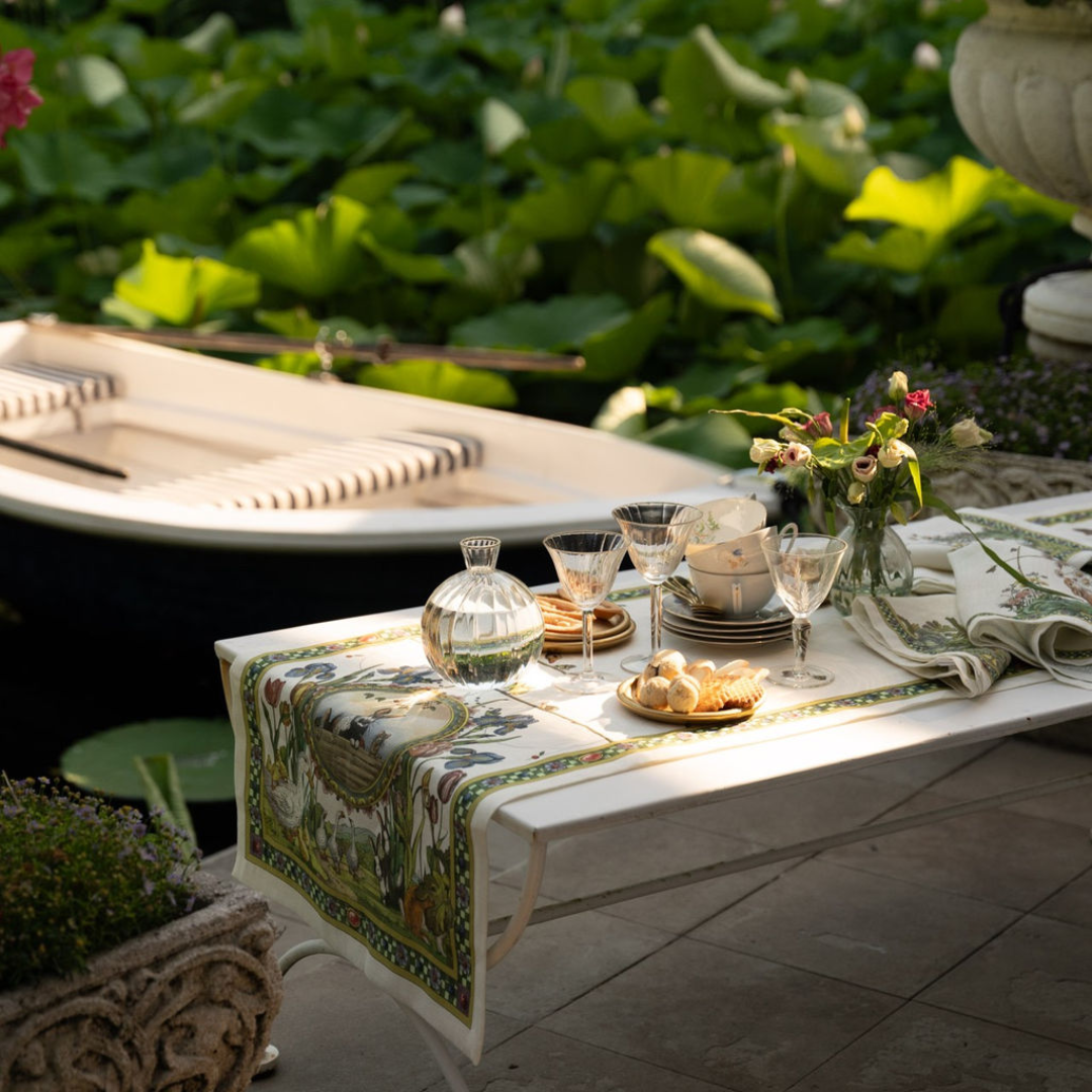 Runner in lino 50x170 cm Bunny Garden - Tessitura Toscana Telerie